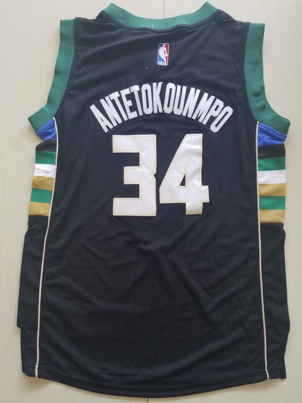 2017 NBA Milwaukee Bucks #34 Giannis Antetokounmpo Black kids jerseys